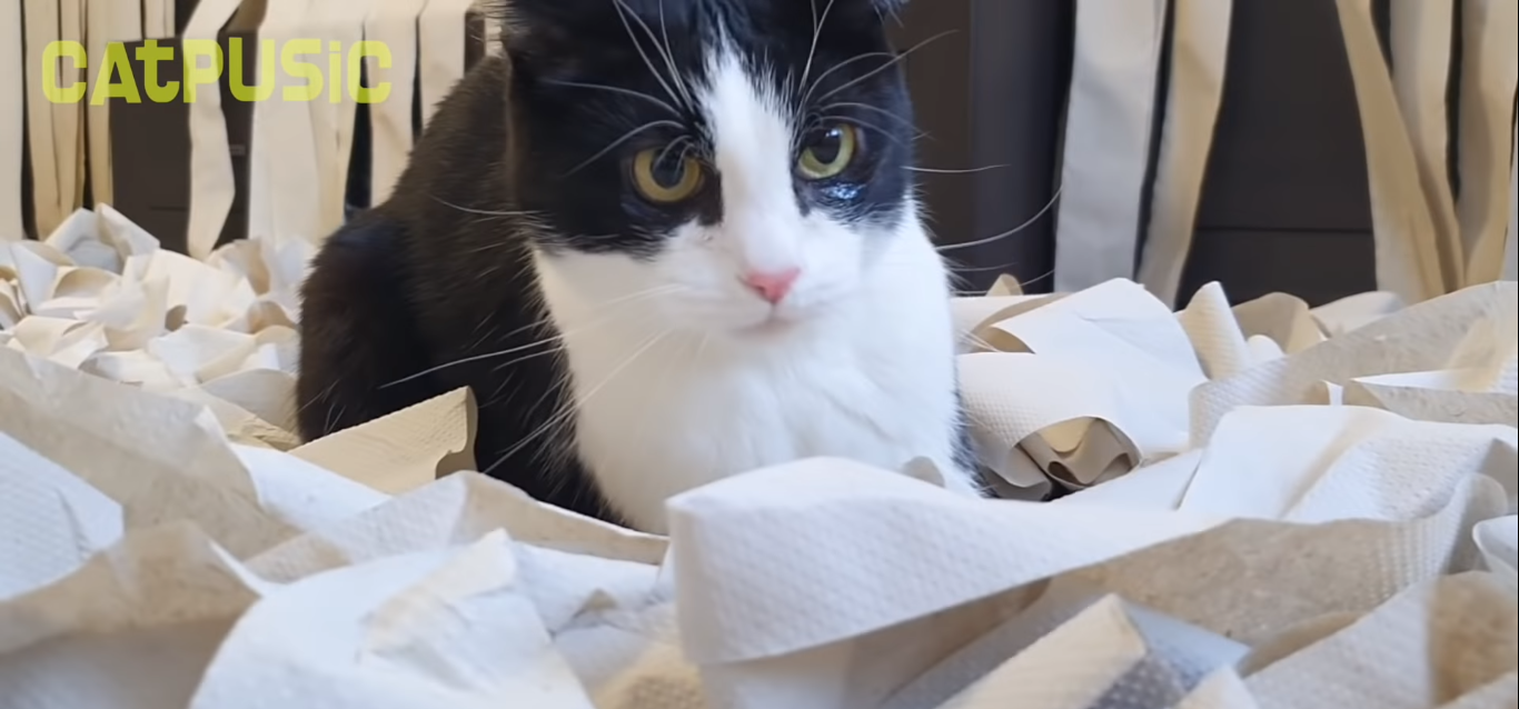mačka toaletný papier