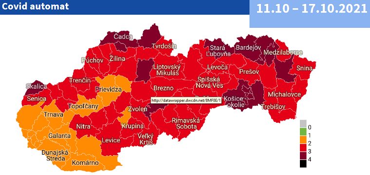 COVID mapa/Zdroj: health.gov.sk